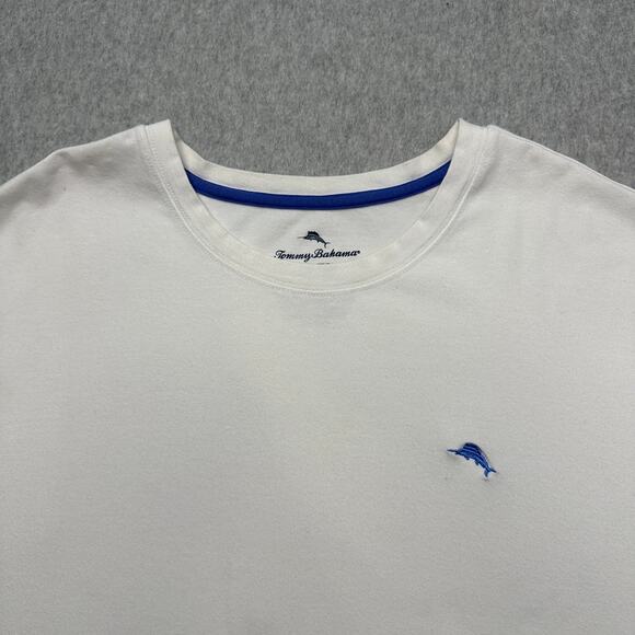 Tommy Bahama T-Shirt Men XL Pullover White Short Sleeve Stretch Blue Marlin Logo - Picture 4 of 9